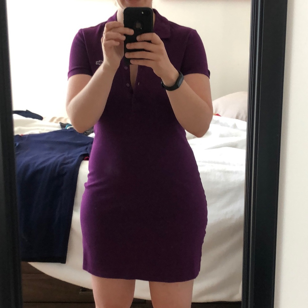 Lacoste short sleeve purple polo dress
